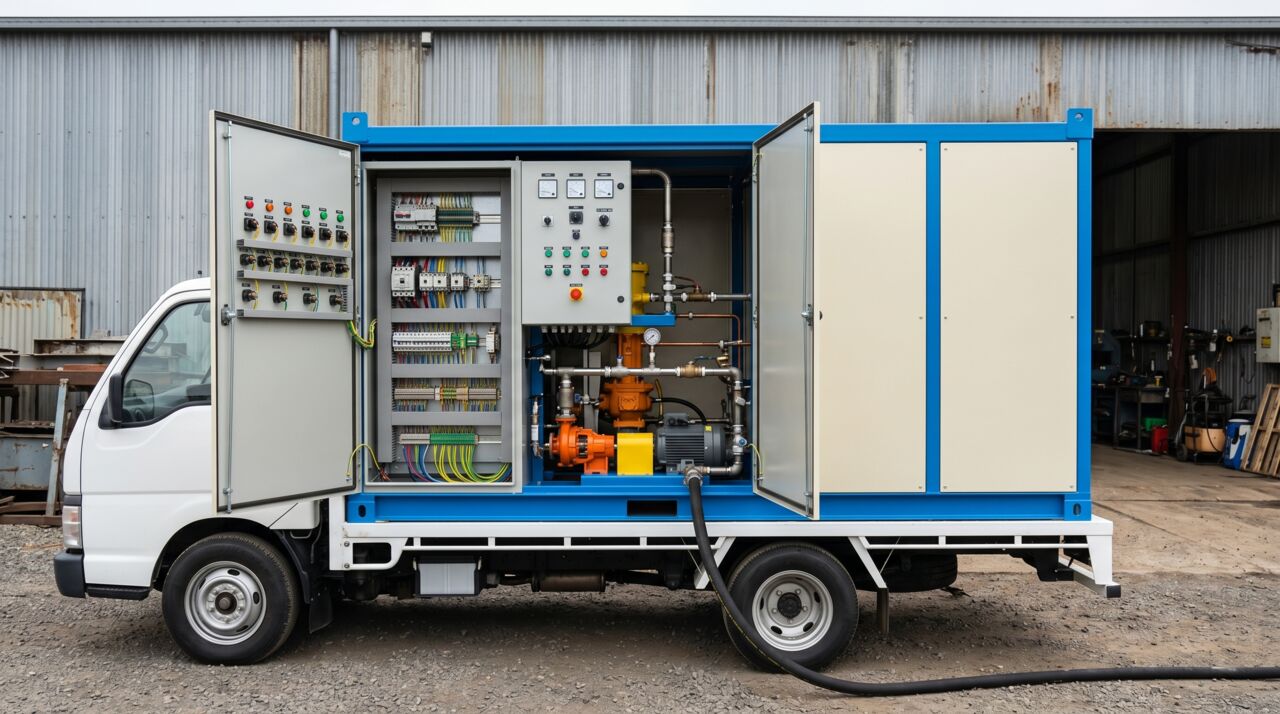 Mobile transformer oil filtration plant operated by Anandita Solutions